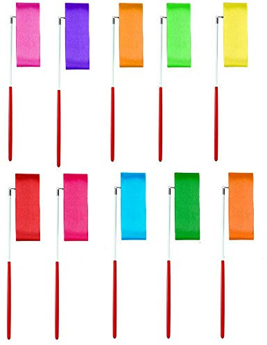 FLZONE Tanzbänder,10 Stück Gymnastikband Bänder Tanzen Streamer Gymnastikbänder für Kinder Künstlerische Tanzen,Baton Twirling,Gymnastik 2M