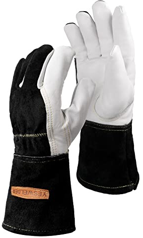 YESWELDER Premium Goatskin TIG Welding Gloves | Top Grain Leather | High Dexterity | True - Fit-Large