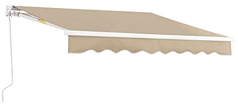 Awning 'Bitonto' 250x200cm retractable folding arm awning with hand crank Sun protection for balcony terrace Balcony awning UV and weather resistant Beige