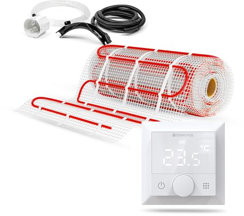 Termofol Kit Riscaldamento a Pavimento con Termostato - Riscaldamento Elettrico a Pavimento - Superficie - 3 m² - Potenza 150W/m², per Bagno, Soggiorno e Cucina - Termostato - H5