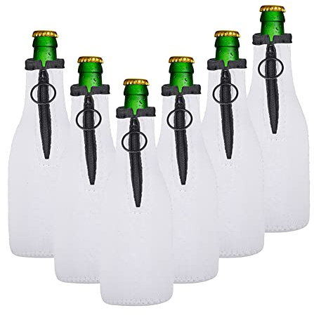 Sublimation Blanks Neoprene Bottle Insulator Sleeve, 12 Pack 12oz Standard Drink Bottle Cooler Covers Zip-up Bottle Jackets Customizable Bulk for Vinyl Summer Pool Beach Party Favors