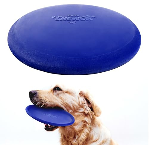 Tuff Pupper Disque Volant SuperChewy Tough | Caoutchouc Naturel Solide | Jouet Frisbee pour Chiens | Jouet à mâcher Ultra Durable | pour Frisbee de Grande Race - 22 cm / 255 gm