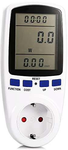 Stromzähler für Steckdose, Stromzähler mit LCD-Anzeige, Energiekostenmessgerät mit Überlastschutz, Stromverbrauchsmonitor für Elektrische Energie Zum Energiesparen