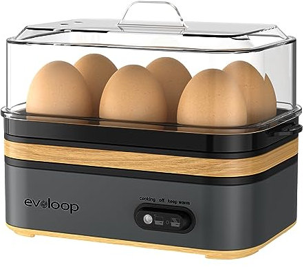 Rapid Egg Cooker Electric 6 Eggs Capacity, Soft, Medium, Hard Boiled, Poacher, Omelet Maker Egg Poacher With Auto Shut-Off, BPA Free