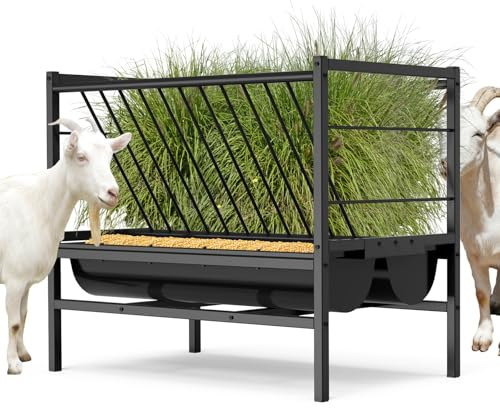 BREUAILY 100cm Comedero Heno Cabras Resistente Alimentador de Heno 2 en 1 para Ovejas Doble Cara Comedero de Heno Porta Heno para Ganado Ovejas Caballos Terneros Alpacas