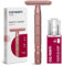 CAVEEM Rasoir de Sécurité à Double Tranchant, Rasoir à Lame Unique avec 5 Lames de Rasoir de Sécurité en Acier Inoxydable pour Hommes et Femmes, Rasoir en Métal Réutilisable – Or Rose
