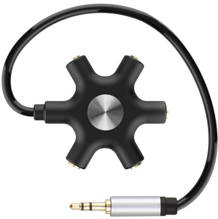 Répartiteur Audio 5 Casques 3,5 mm Distributeur pour Prises Jack 3,5mm avec 5 Connecteurs Mâle à Femelle Multi Écouteurs Stéréo Séparateur Adaptateur Aux Splitter pour la Salle de Classe Mixage Audio