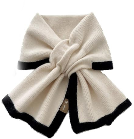 YGSIKY Cute women's knitted scarf collar loop, fashion women's winter scarf, knitted small scarf for women, autumn and winter, cross bow, fishtail shape (Weiß,M)