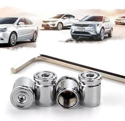 4 Pcs Bouchon Valve Pneu Voiture,Bouchon Pneu Voiture,Antivol Bouchons de Voitur,Aluminium Capuchon Antipoussière de Roue,Capuchon de Valve Auto Rechange avec Clé Hexagonale pour SUV,Vélo,Camion,Moto