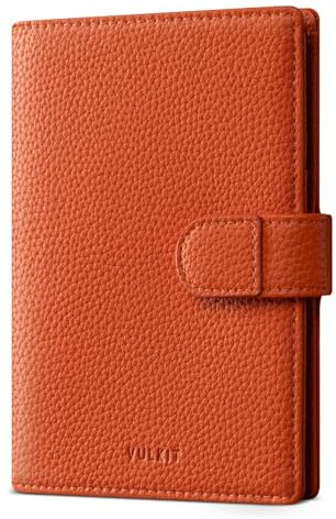 VULKIT Leather Passport Wallet for 2 Passports Slim Double Passport Holder RFID Blocking Passport Travel Wallet with ID Window for Women