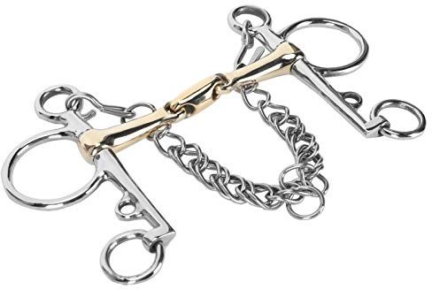 Jonlaki Accessorio per per Cavallo Pelham in Acciaio Inossidabile con Connettore Snodato in Ottone e Silicio - Design Elegante per l'eccellenza Equestre