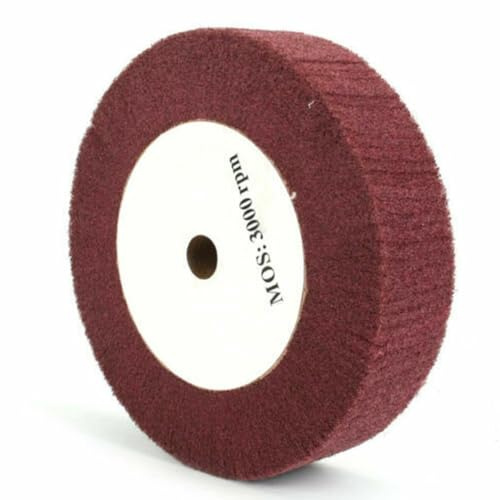 Helilyco Mola lamellare in tessuto non tessuto, 12,7 cm, 320 #, disco abrasivo in nylon per lucidare metallo, acciaio inossidabile, legno - rosso, diametro 150 mm, foro 20 mm