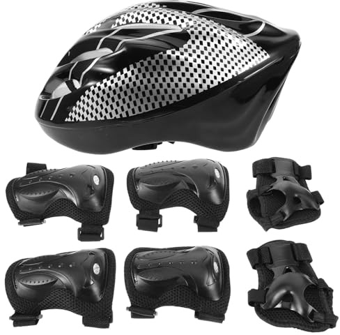 GLSTOY Set de Protection Roller Adulte Durabilité et Praticité Protège-genoux en Plastique et Coton Noir pour Skate, Roller et Patinage Adulte