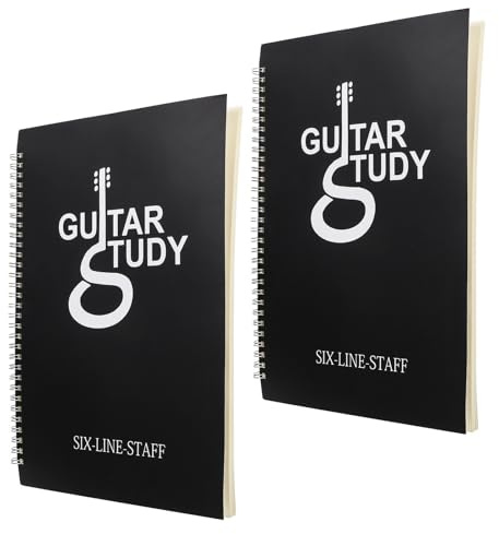 NIYANGLE 2 Pièces Cahier de Tablature Guitare, Carnet de Partition Musicale, 6 Cordes, 50 Pages, Noir, Diagrammes D'accords, Reliure Solide, pour Débutants et Musiciens, Cours de Musique