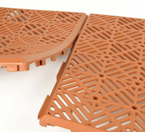 TERRE JARDIN - Caillebotis de Jardin en Plastique, Lot de 5 - Caillebotis Plastique, Orange, 29,5 x 29,5 x 1,5 cm - Solides et Durables - - Orange