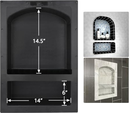 Uni-Green Recessed Shower Niche 17X25 Arch Double Shelf-Shower Cube for Organizer Storage or Shampoo and Toiletry Storage