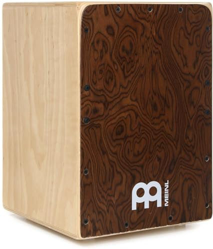 Meinl Percussion Jam Cajon Instrument - Kleine Trommelkiste für Kinder und Erwachsene bis 1,50 m - Schlagfläche Burl Wood (JC50BW)