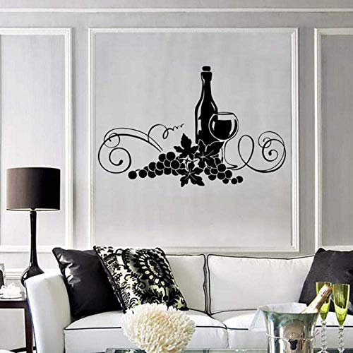 Wein Wandtattoo Restaurant Küche Bar Elegante Innendekoration Aufkleber Vinyl Wandaufkleber Traubenbecher Kunst Wandbild 42X64 Cm