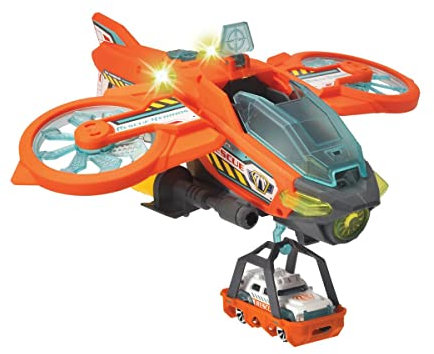 Dickie Toys - Spielzeug-Helikopter Sky Patroller (35 cm) - Rettungs-Flugzeug mit einklappbaren Flügeln & Wasser-Spritzfunktion, Spielzeug-Hubschrauber für Kinder ab 3 Jahren, Mehrfarbig, 203794000