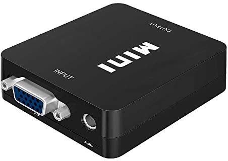 OcioDual Adaptador de VGA a HDTV Convertidor Video Audio Analogica 1080p Negro para PC Ordenador Portatil Monitor TV HDTV Conversor VGA2HDTV Resolucion Full HD