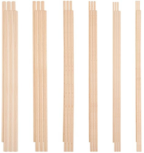 OLYCRAFT 36Pcs Dowel Rods Wood Sticks 3/4/5/6/8/10mm Assorted Sizes Beech Wood Sticks 30cm Long Unfinished Dowel Round Wood Dowels for DIY Projects Crafting Wooden Craft Sticks