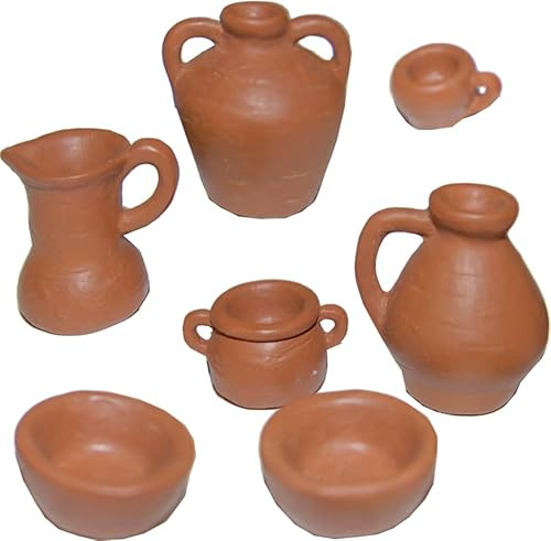 FADEDA 7 x lerporslin/höjd: 8 cm/handmålad/detaljerade krubbfigurer – julbord, dekoration, krubbtillbehör