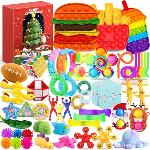 Chennyfun 55 Pcs 2024 Christmas Adventskalender für Kinder Fidget Spielzeug Set, 24 Tage Anti-stress Weihnachten Adventkalender, Überraschungen Weihnachtskalender Countdown Geschenkfür Mädchen Jungen