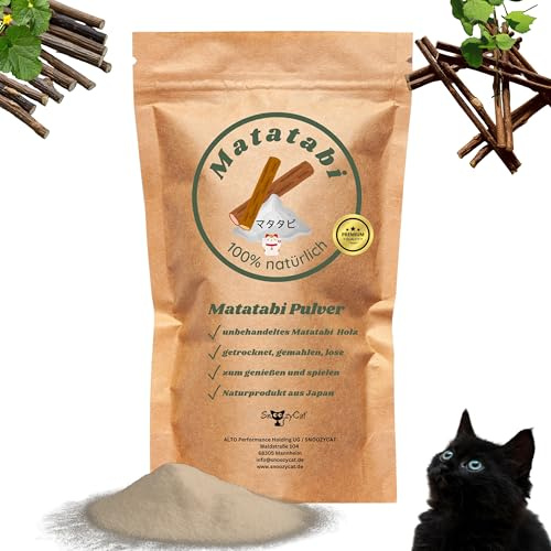 SNOOZYCAT® Matatabi Polvo de hierba gatera de 30 g – Recarga de polvo para cojín de gato, aroma natural de madera de matatabi finamente molida natural para cojines perfumados y juguetes para gatos