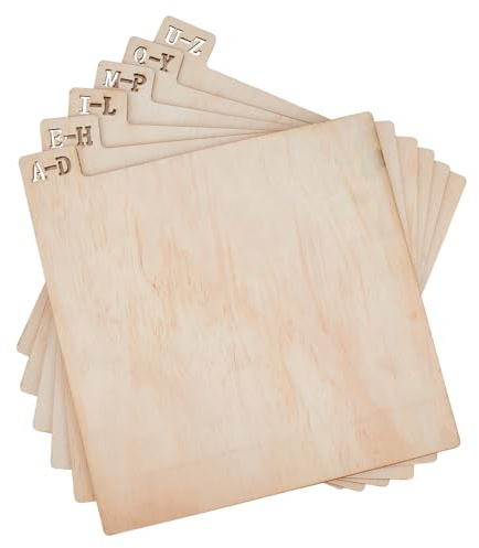 SUPERFINDINGS 6Pzs Divisor de Madera de A -Z para clasificar Discos,revistas y Discos de Vinilo Herramienta de Almacenamiento y organización Divisor de Compartimentos en Capas para expositores