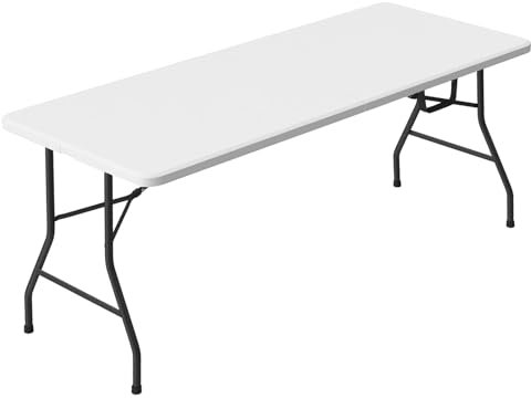 KARAT Table Pliante – Polyvalente pour Camping, Jardin et Terrasse, Pieds métalliques, Résistante aux Intempéries, Hauteur Réglable, avec Poignée de Transport (Akita, L183 x H74 x l76 cm)