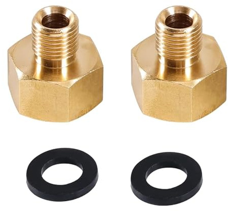 VZU 2 Stück Reduzierstück 1/4 auf 1/2 Zoll adapter, Gasflaschen Adapter 1/2 Zoll IG x 1/4 Zoll AG lks, BSP Gewinde Messing Sechskantbuchsen Reduzierverbinder, für Gasherde, Kochfelder, Grill, Camping