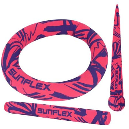 Sunflex® Diving Set Funky Strokes | Stehen senkrecht im Wasser | Neopren Tauchring, Tauchstab, Tauchball & lässt Sich gut greifen | farbenfrohes Wasser- & Tauchspielzeug | für Jede Altersgruppe