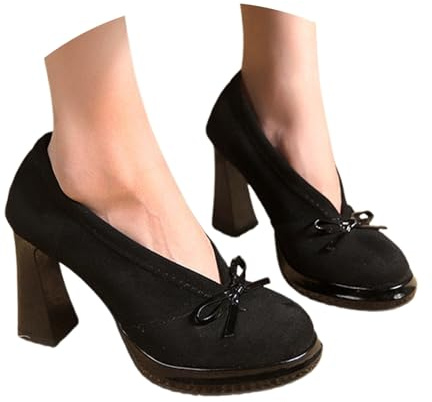 Escarpins à pieds larges pour femme - Chaussures à talons élégantes - Chaussures de mariage avec talon - Chaussures de danse confortables pour femme - Chaussures basses à talons hauts pour Dirndl à