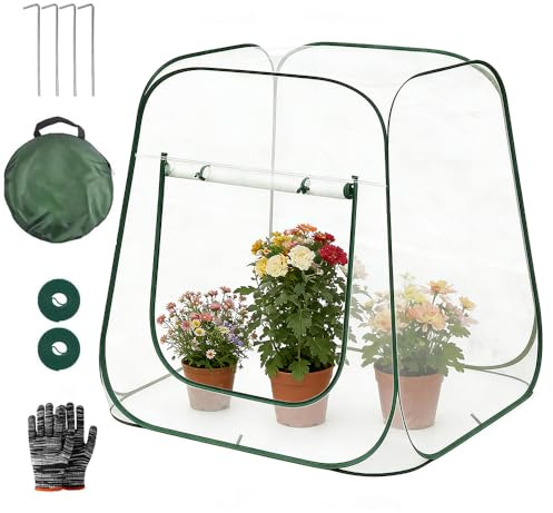 Mini Serre de Jardin Popup, Serre Hivernage Plante Exterieur, Matériau PVC Étanche, 98x98x98Cm, Tente d'Hivernage pour Protéger Plantes et Fleurs, Convient à Une Utilisation Intérieure et Extérieure
