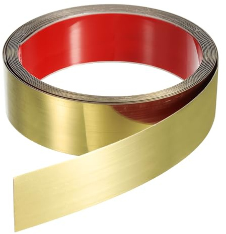 QUARKZMAN 5m x 40mm Modanatura Autoadesiva, Modanatura Adesiva in Acciaio Inox Profilato Finitura a Specchio Modanature per Pareti Soffitti Pavimenti Mobili Piastrelle Bordo, Oro