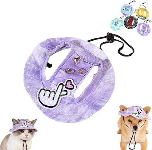 Cappello da sole per cani & Cappy, cappello da baseball per cani, estivo, cappello per cani e gatti con 2 fori per le orecchie, cappello per cani a prova di sole, per S/M/L (viola chiaro, L)