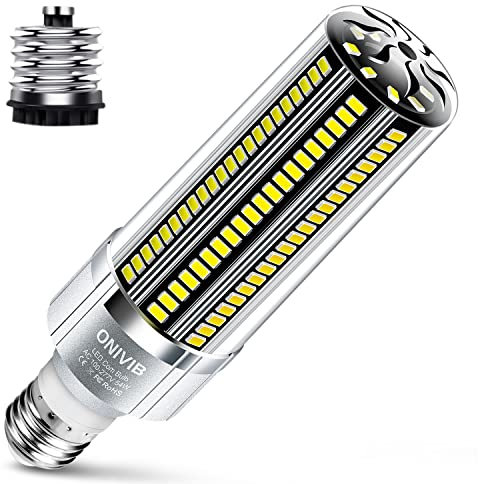 ONIVIB 54W LED Mais Lampen Glühbirnen, 6800 Lumen (800W Äquivalent), 6500K kaltweißes Tageslicht, E27 mit E40 Mogul Basisadapter, für Großflächen-Gewerbebeleuchtung,Garage Warehouse Factory