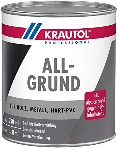 Krautol ALLGRUND, haftvermittelnde, schnelltrocknende Acryl-Grundierung grau, 750 ml