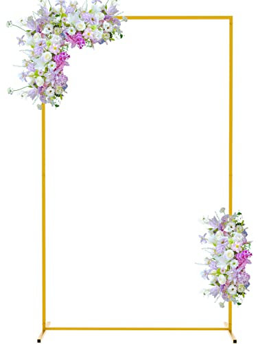 6.6FT x 4FT Gold Wedding Arches for Ceremony Rectangular Metal Balloon Arch Stand Kit Garden Floral Square Arch Frame Background for Anniversary Birthday Party Bridal Shower Decoration Home Decor
