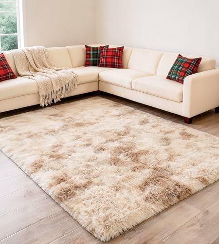 ROHATIMmatta med lång lugg, supermjuk lurvig matta, fluffig, mjuk områdesmatta, sovrumsmattor, supermjuk fluffig barnmatta (kaki, 200 x 300 cm)