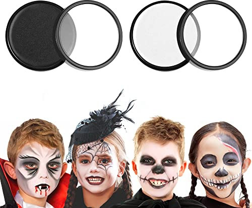 Truccabimbi Set, GIBOT Cerone Bianco+Nero, Trucchi Halloween Bambini, Set Trucchi Bambina Anallergici, Truccabimbi Halloween, Trucco Carnevale Viso, Trucca Bimbi per Feste (Nero + Bianco)