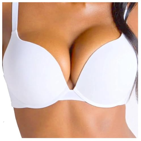 2 Sizes Bigger Boost Bra Super maximise Push Up Thick Padded Bombshell VS add 2 Cups Assets Full Effect (as8, Cup_Band, d, 38, White)