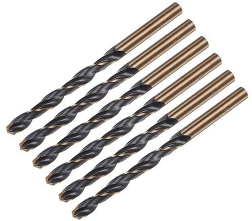 sourcing map 6pcs Jobber Drill Bits 6.5mm Black Nitride & Gold Titanium Coated 4341 High Speed Steel (HSS) 135 Degree Split Point Twist Drill Bits for Stainless Steel Metal Plastic Wood
