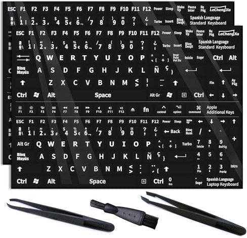 EspañOl para Teclado, 2pcs Pegatinas para Teclado EspañOl, Pegatinas De Repuesto De Letras De Teclado En EspañOl, para Cualquier Teclado EstáNdar, Computadora PortáTil (DiseñO EspañOl, Brillante)