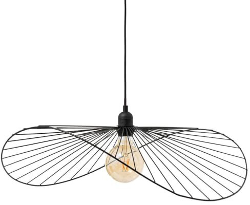 Atmosphera Créateur d'Intérieur - Suspension Adelia Métal Noir - Luminaire Glamour 40 W - Câble Réglable 80 cm - Salon, Cuisine, Bureau, Chambre