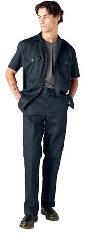 Dickies Men's Short Sleeve Work Shirt, Navy, 3XL