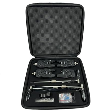 AGEM Bissanzeiger Angeln Set 4+1 mit Funk Karpfen LED Wasserdicht Angelzubehör Funkbissanzeiger 150m (1688(3+1) SW18)