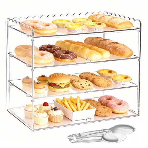 Acryvic Gebäck-Vitrine mit Griff, kommerzielle Arbeitsplatte, Bäckerei-Vitrine, Acryl, transparent, hält frisch für Dessert, Donut-Bagels, Kuchen, Kekse (3-stöckige Vitrine)