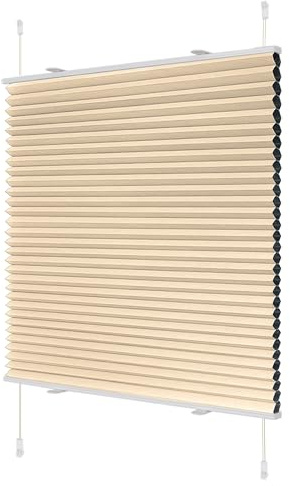 Wabenplissee ohne Bohren Verdunklung Plissee Klemmfix ohne Bohren Beige-Weiß 70x120cm(BxH) Thermo Doppelplissee 100% Blickdicht Jalousie für Fenster ohne Bohren Sanfree