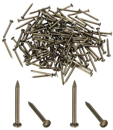 sourcing map 150Pcs Upholstery Tacks, 1/8 x 11/16 Vintage Round Head Furniture Upholstery Nails Decorative Thumb Tacks Pins for Sofa Chair Bed, Bronze